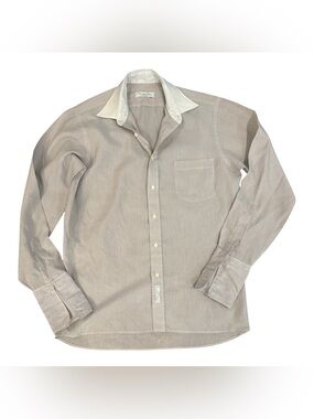Christian Dior Chemises Men’s Cream Button Down Shirt 22” Pit to Pit Luxury